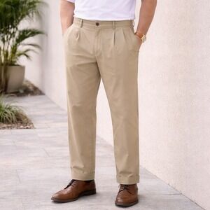 ProTour Men Khaki Dress Pants 34x29 Pleated Gold Dadcore Preppy Business Casual
